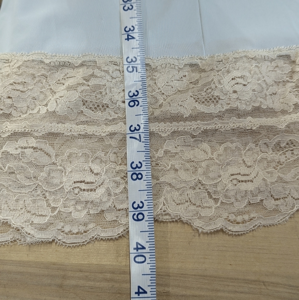 Vintage Lace Trim Light Blue Slip Dress Extraordinary Lace 34 S Ivory Stretch - Picture 13 of 15